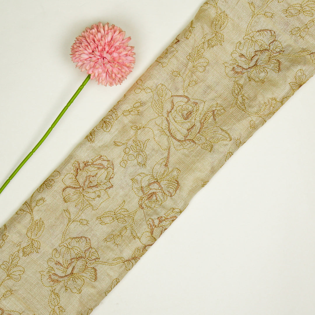 Gulika Jaal on Natural/Beige Munga Silk Embroidered Fabric