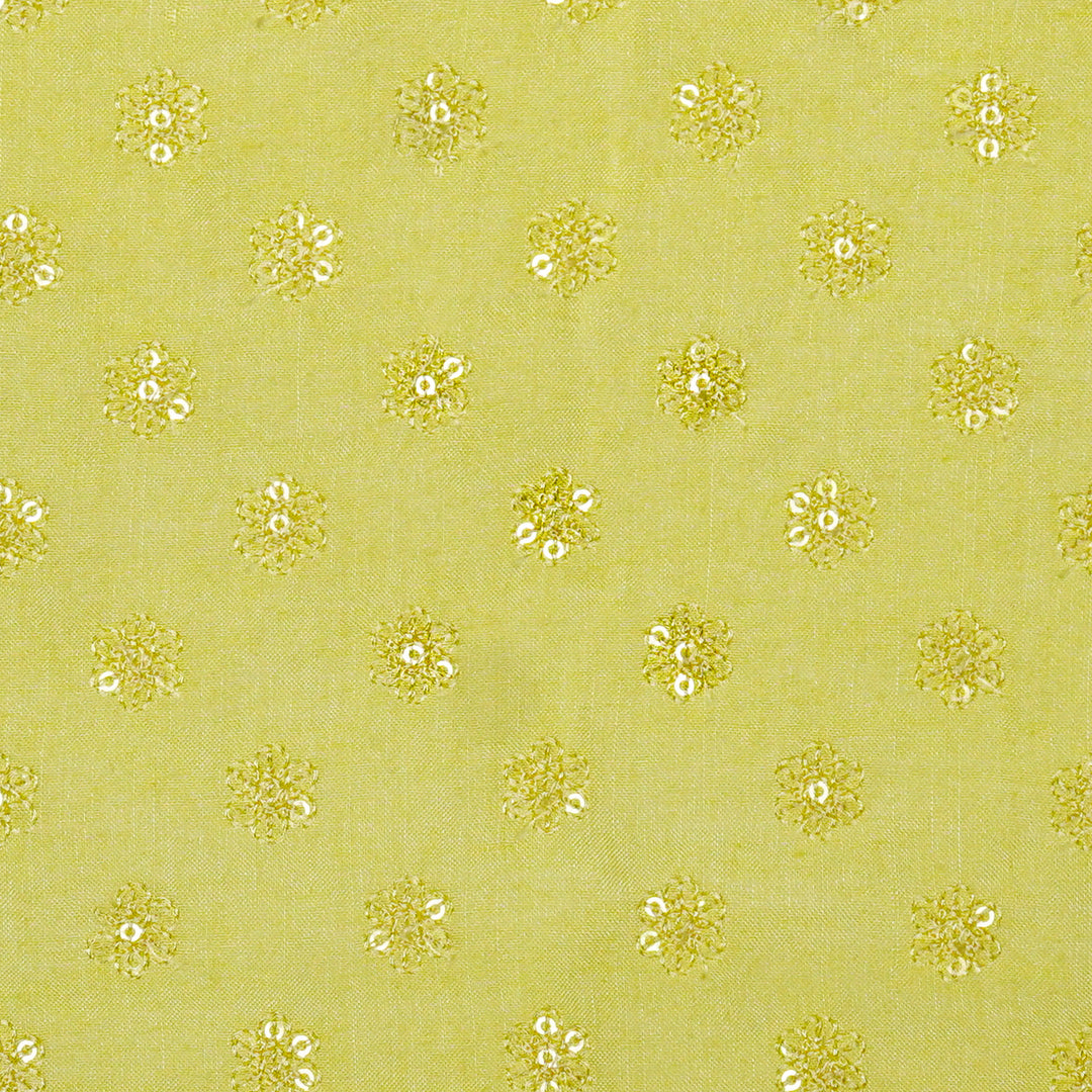 Nihar Buti on Chrome Yellow Cotton Silk Embroidered Fabric