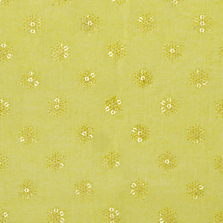 Nihar Buti on Chrome Yellow Cotton Silk Embroidered Fabric