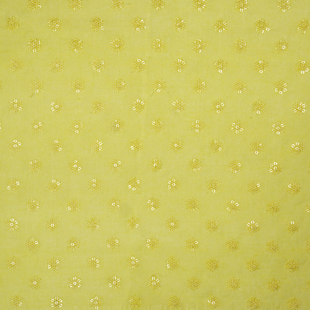 Nihar Buti on Chrome Yellow Cotton Silk Embroidered Fabric