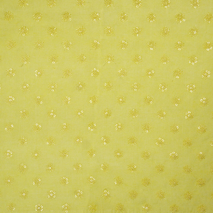 Nihar Buti on Chrome Yellow Cotton Silk Embroidered Fabric
