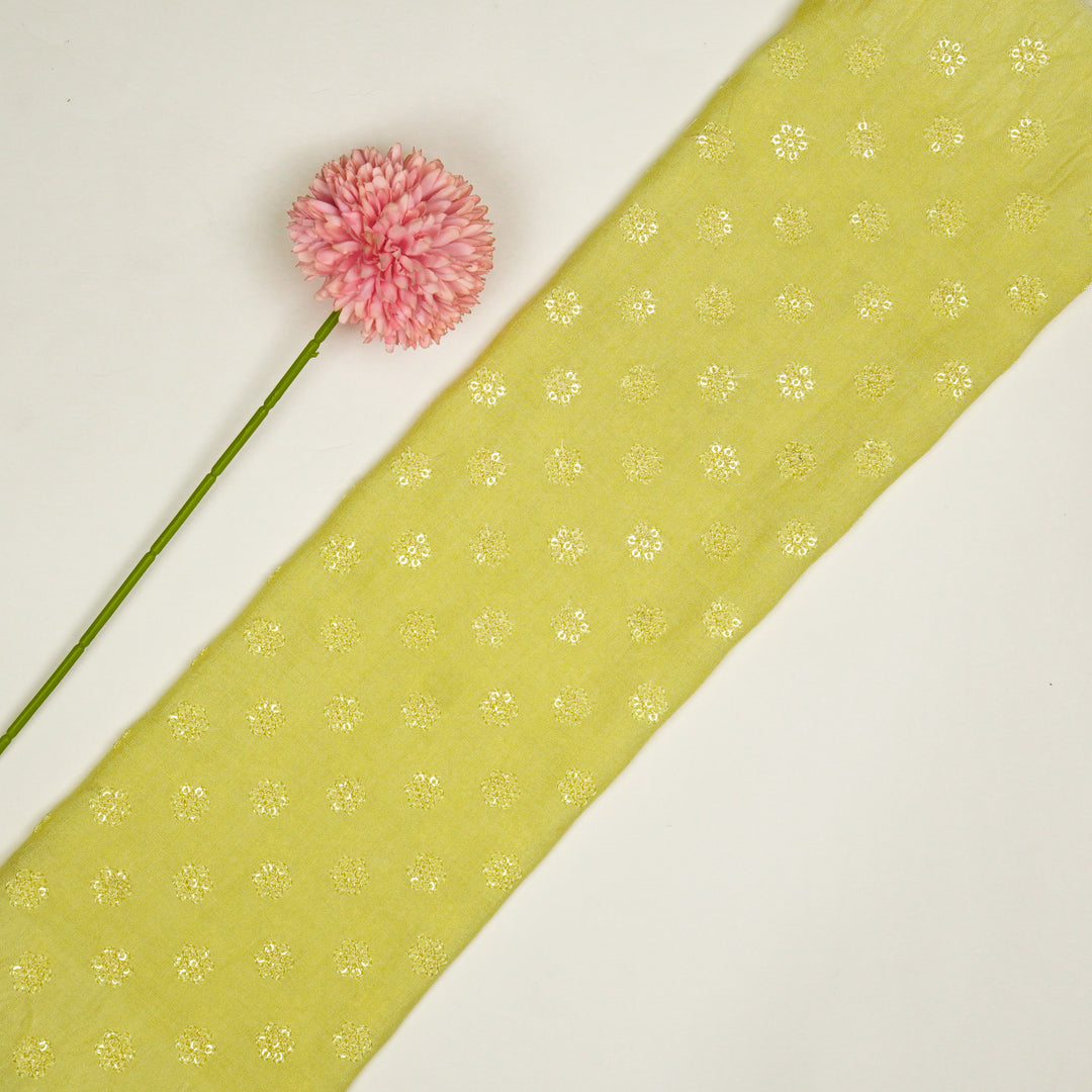 Nihar Buti on Chrome Yellow Cotton Silk Embroidered Fabric