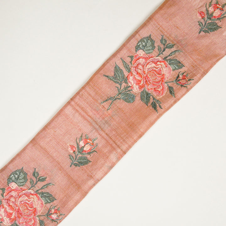 Samreen Buta on Peach Tussar Silk Embroidered Fabric