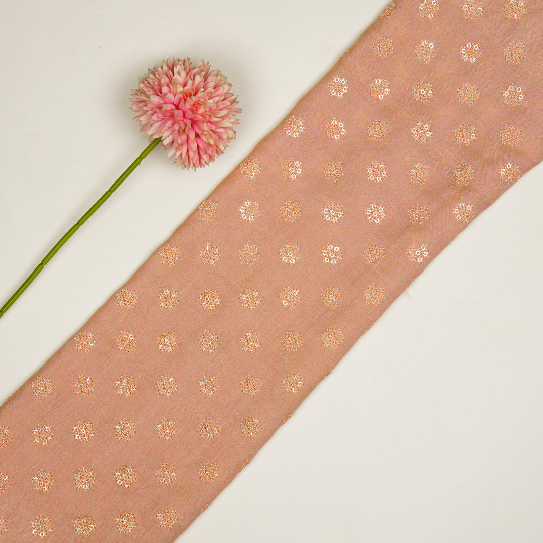 Nihar Buti on Light Peach Cotton Silk Embroidered Fabric