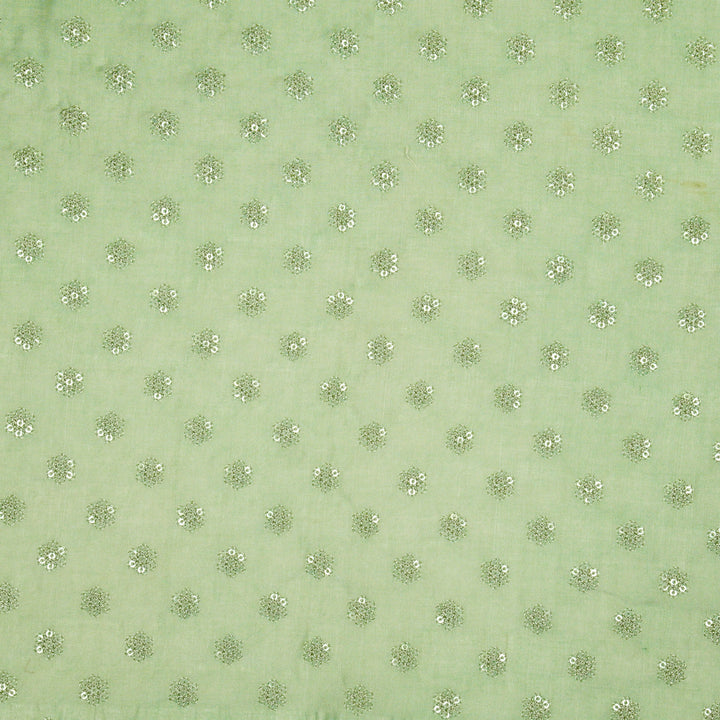 Nihar Buti on Mint Green Cotton Silk Embroidered Fabric