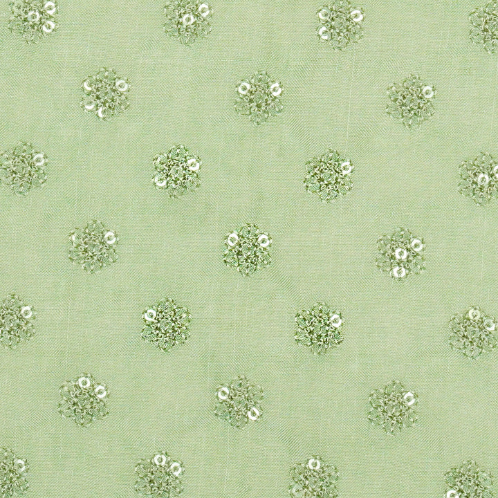 Nihar Buti on Mint Green Cotton Silk Embroidered Fabric