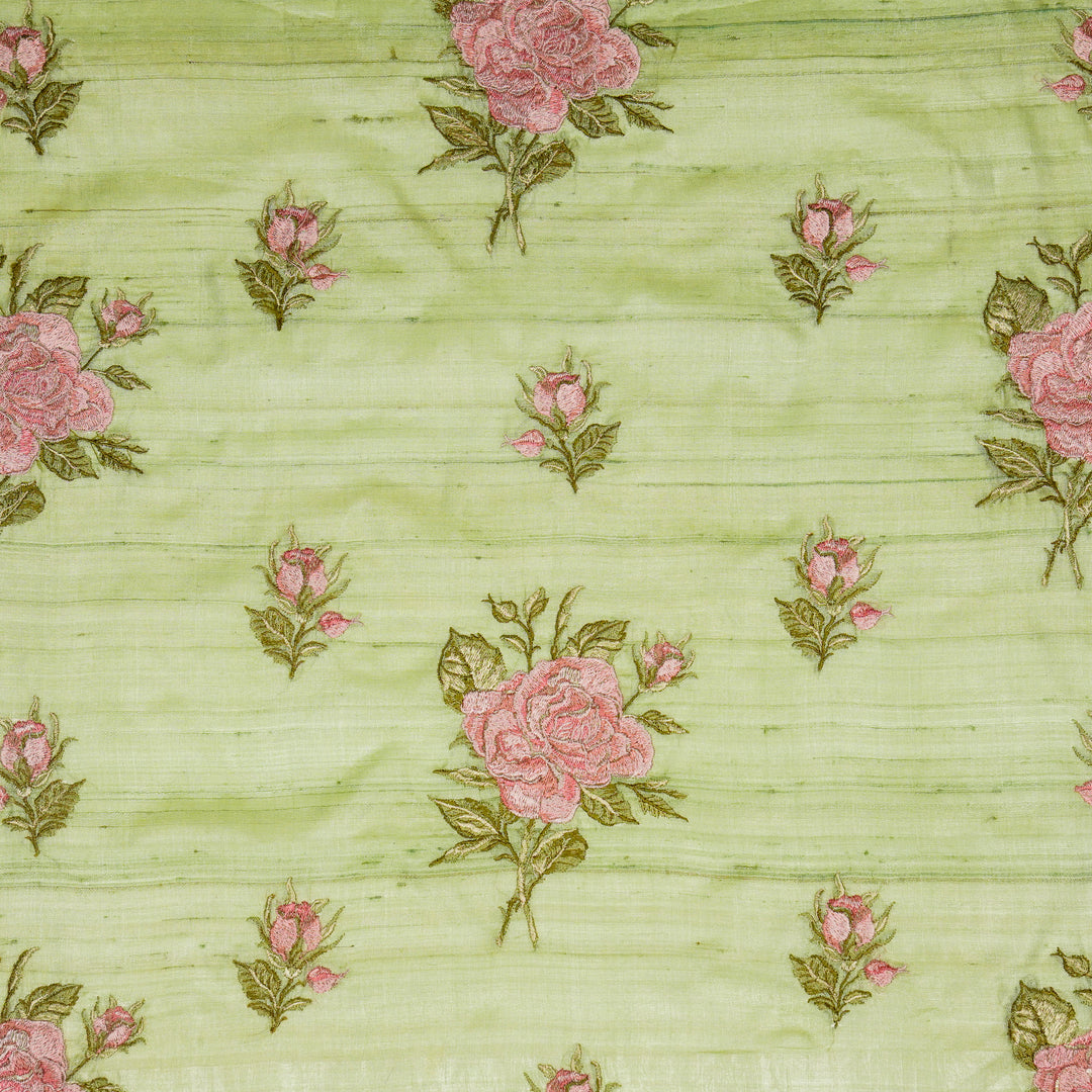 Samreen Buta on Sea Green Tussar Silk Embroidered Fabric