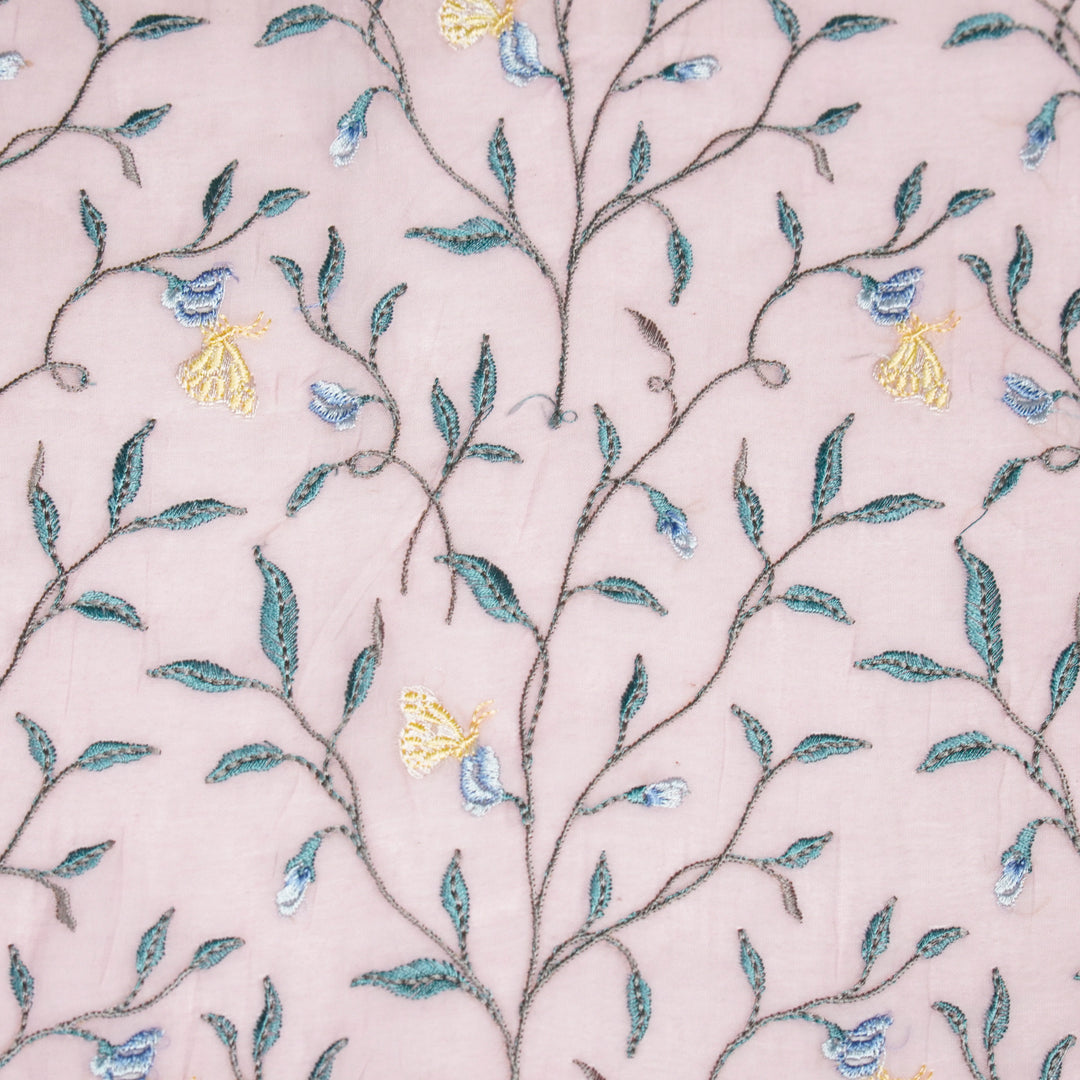 Aaheli Jaal on Baby Pink Cotton Silk Embroidered Fabric