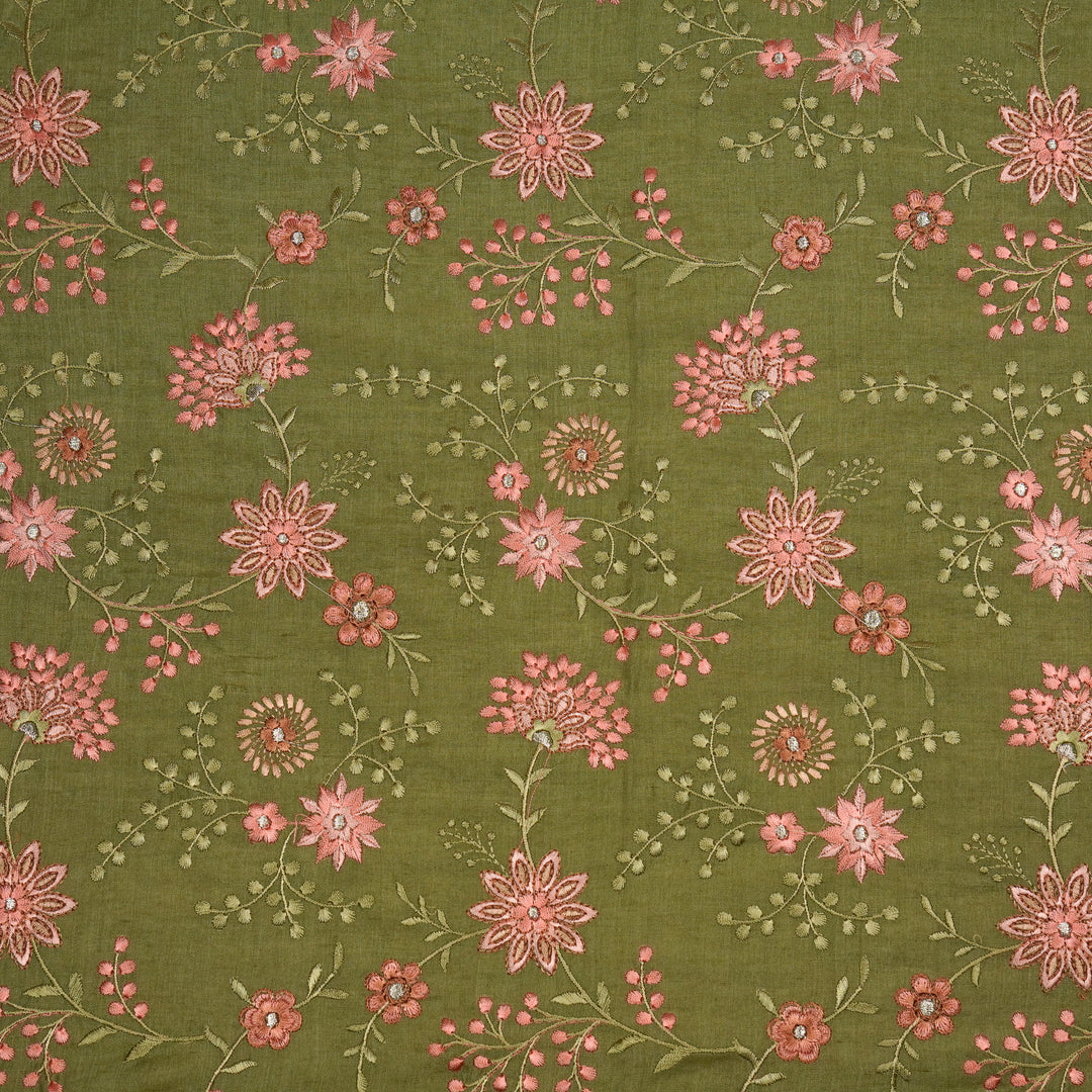 Shameera Jaal on Olive Munga Silk Embroidered Fabric