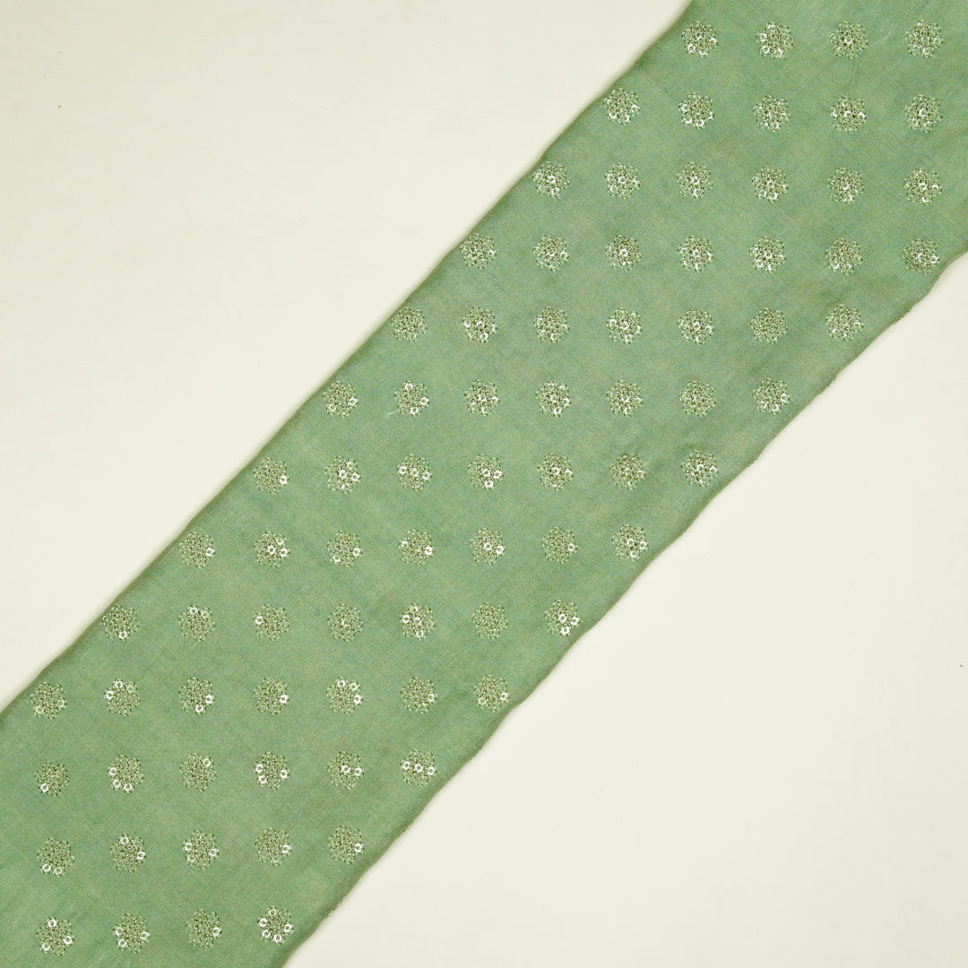 Nihar Buti on Mint Green Cotton Silk Embroidered Fabric