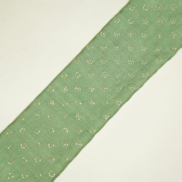 Nihar Buti on Mint Green Cotton Silk Embroidered Fabric