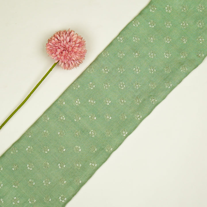 Nihar Buti on Mint Green Cotton Silk Embroidered Fabric