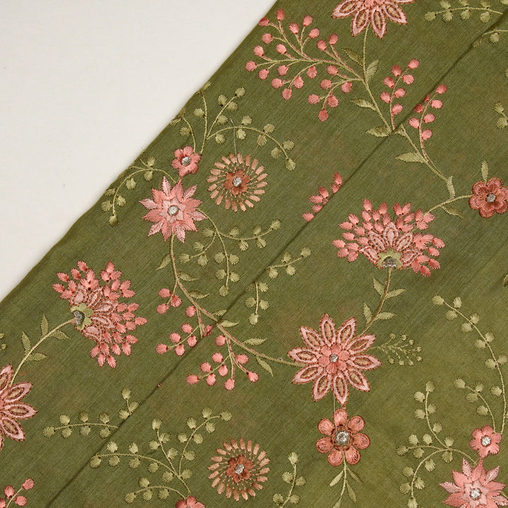 Shameera Jaal on Olive Munga Silk Embroidered Fabric