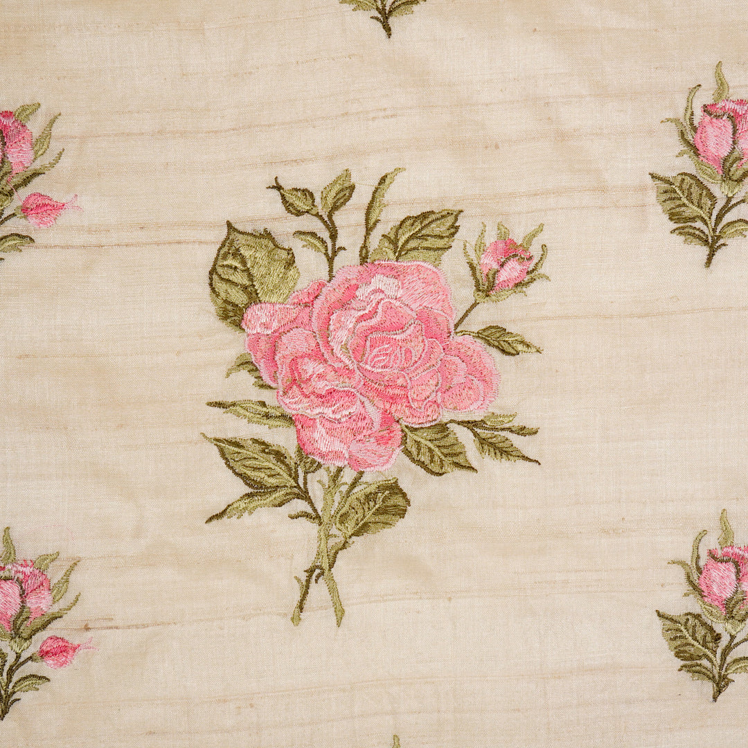 Samreen Buta on Natural Tussar Silk Embroidered Fabric