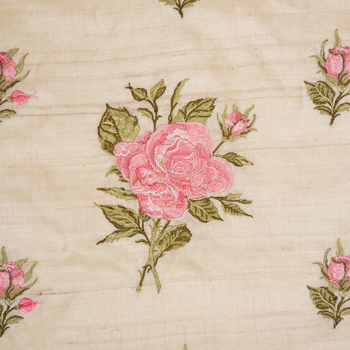 Samreen Buta on Natural Tussar Silk Embroidered Fabric