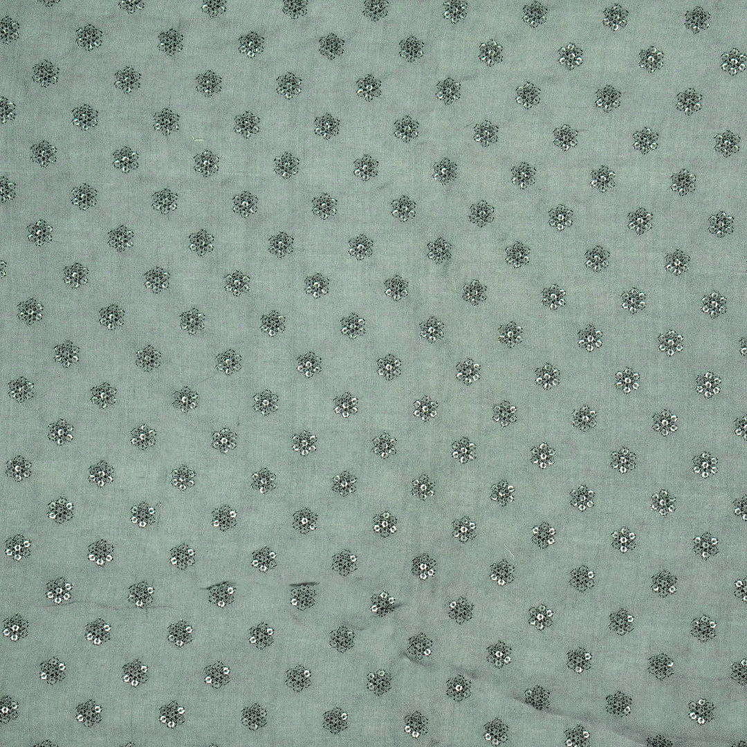 Nihar Buti on Steel Grey Cotton Silk Embroidered Fabric