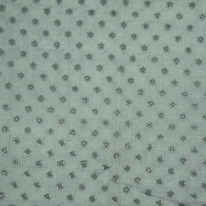 Nihar Buti on Steel Grey Cotton Silk Embroidered Fabric