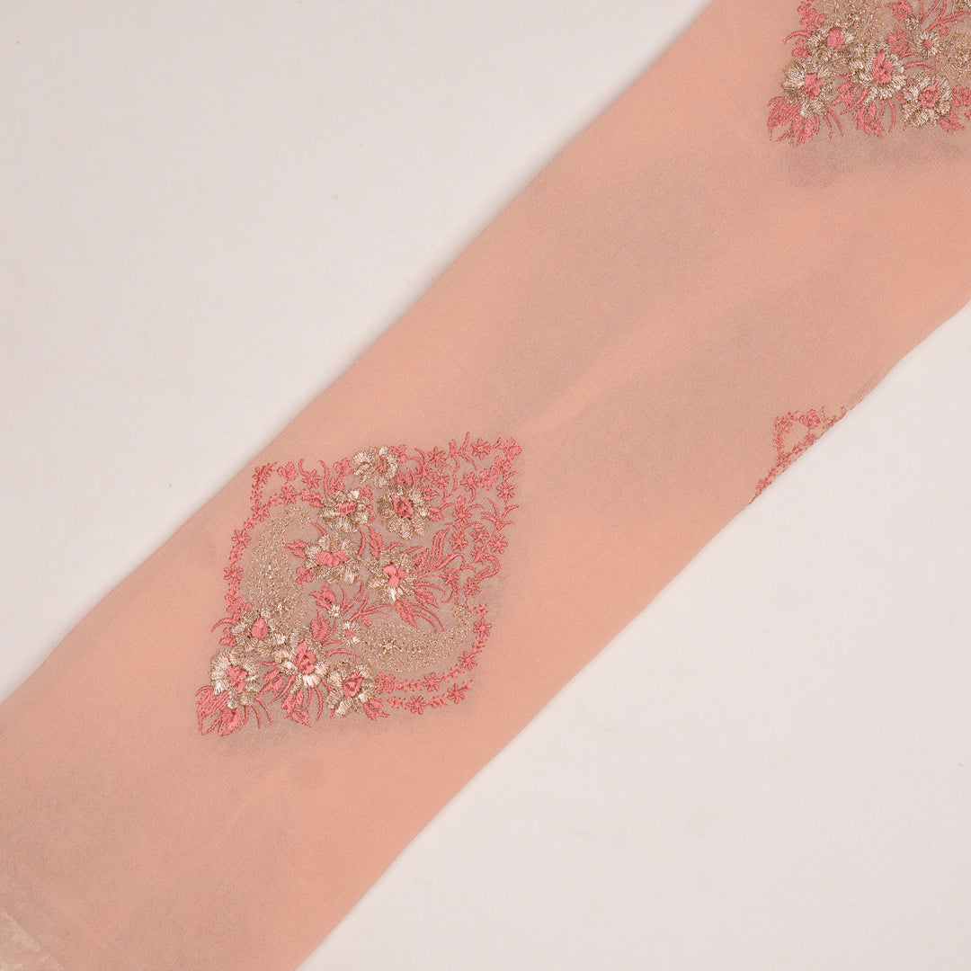 Abila Buta on Light Peach Semi Georgette Embroidered Fabric