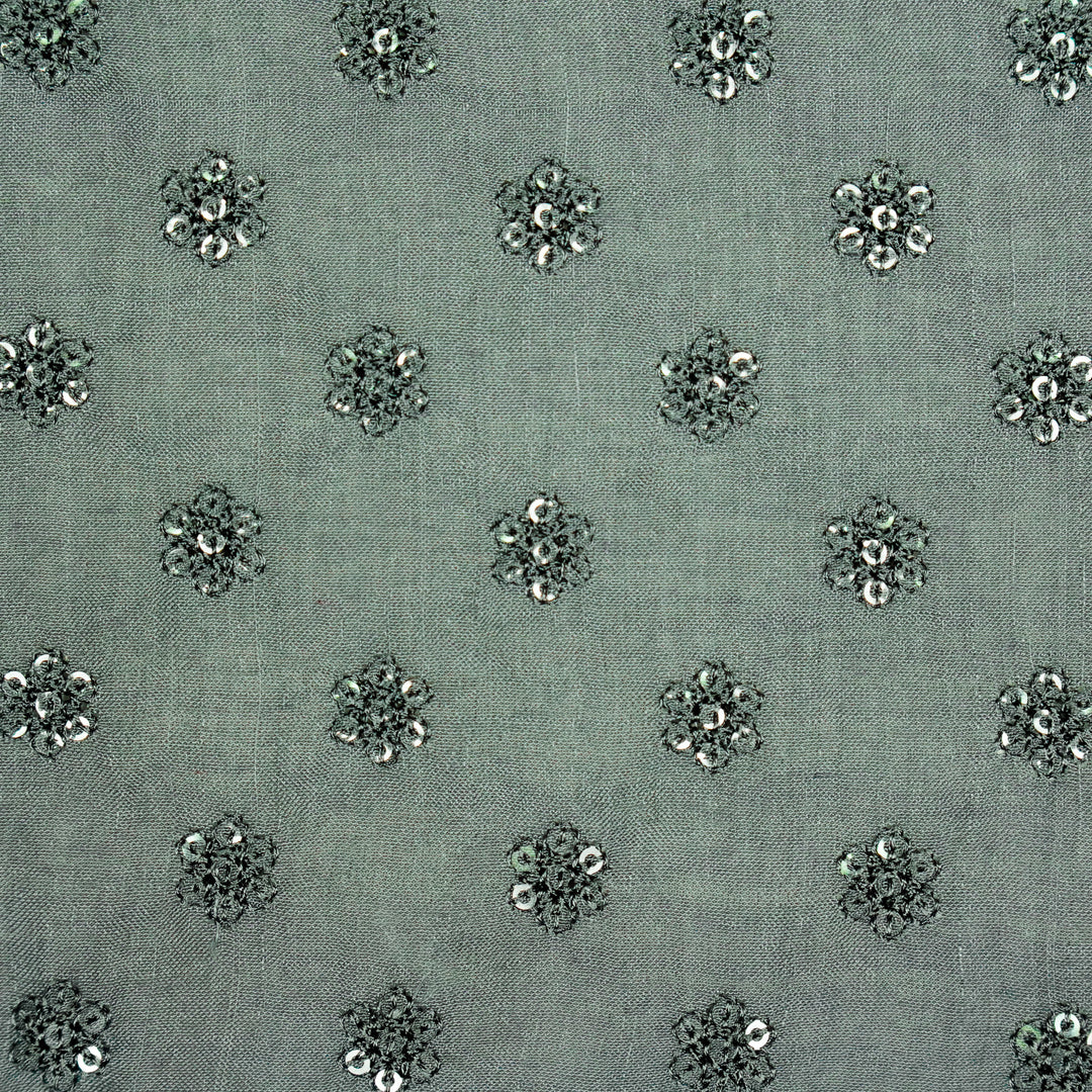 Nihar Buti on Steel Grey Cotton Silk Embroidered Fabric