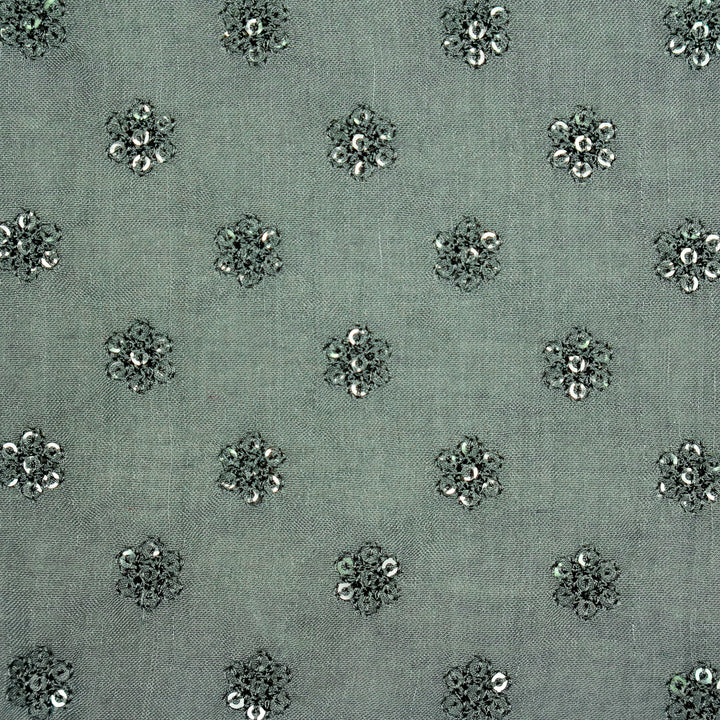 Nihar Buti on Steel Grey Cotton Silk Embroidered Fabric