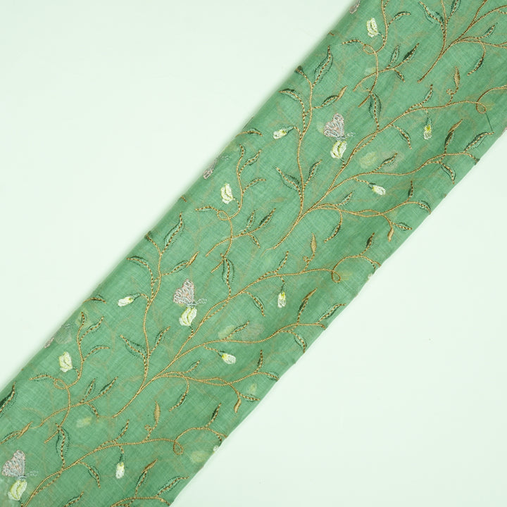 Aaheli Jaal on Sage Green Cotton Silk Embroidered Fabric