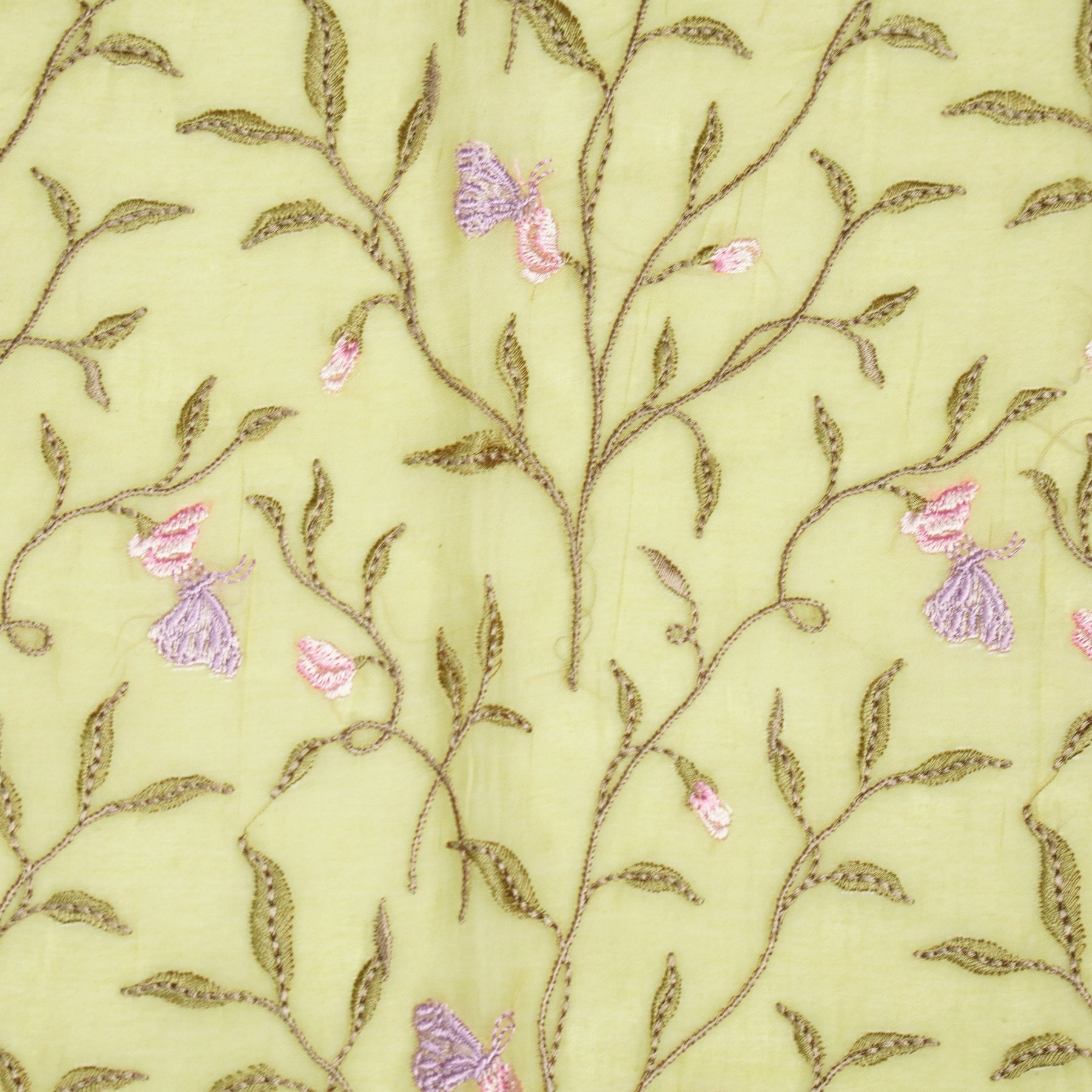 Aaheli Jaal on Dusky Lemon Cotton Silk Embroidered Fabric – Zarinama
