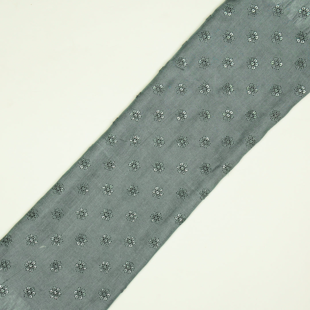 Nihar Buti on Steel Grey Cotton Silk Embroidered Fabric