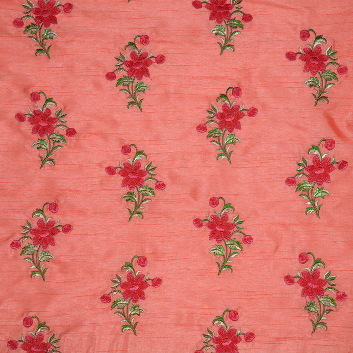 Dalia Buta on Peach Dola Silk Embroidered Fabric