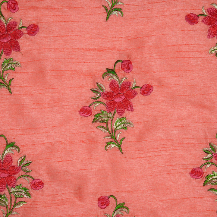 Dalia Buta on Peach Dola Silk Embroidered Fabric
