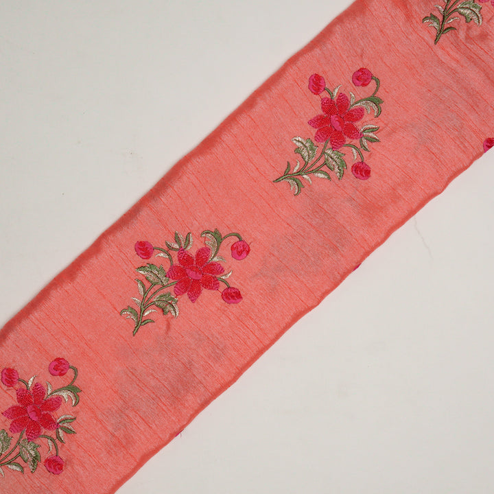 Dalia Buta on Peach Dola Silk Embroidered Fabric