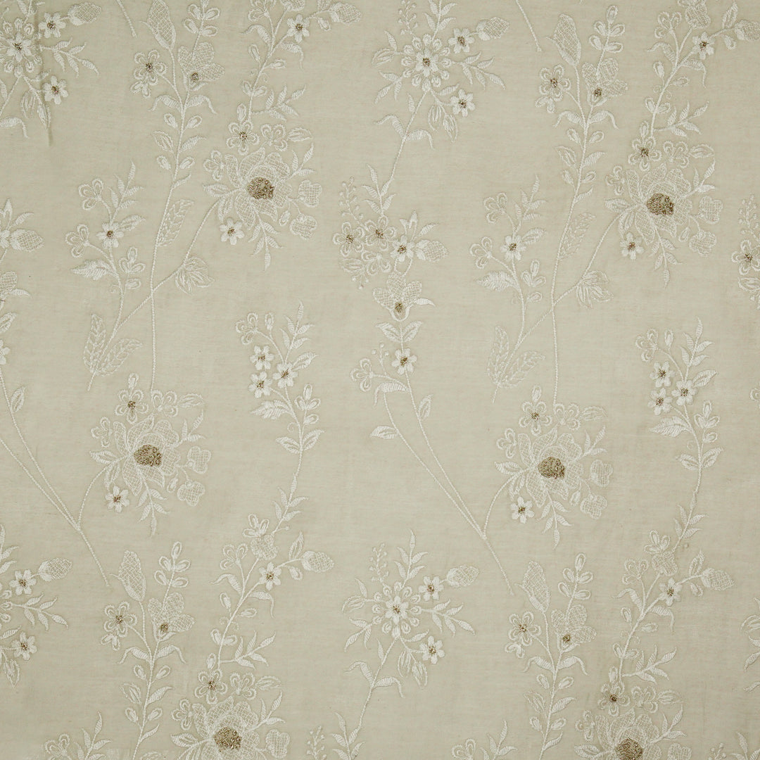 Shubhra Jaal on Ecru Cotton Silk Embroidered Fabric