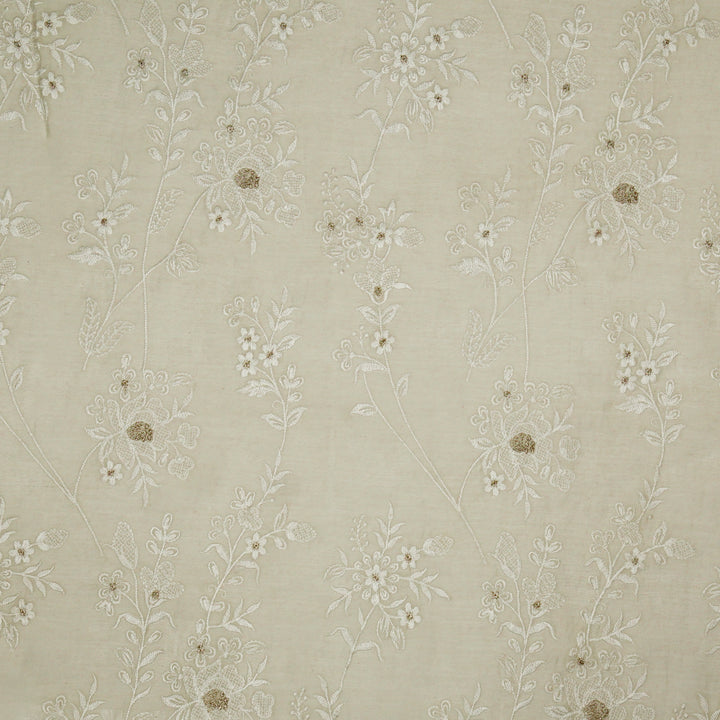 Shubhra Jaal on Ecru Cotton Silk Embroidered Fabric