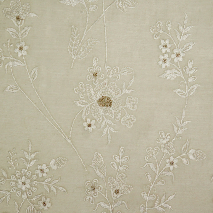 Shubhra Jaal on Ecru Cotton Silk Embroidered Fabric