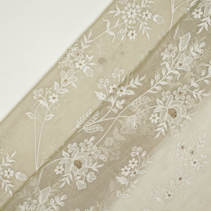 Shubhra Jaal on Ecru Cotton Silk Embroidered Fabric