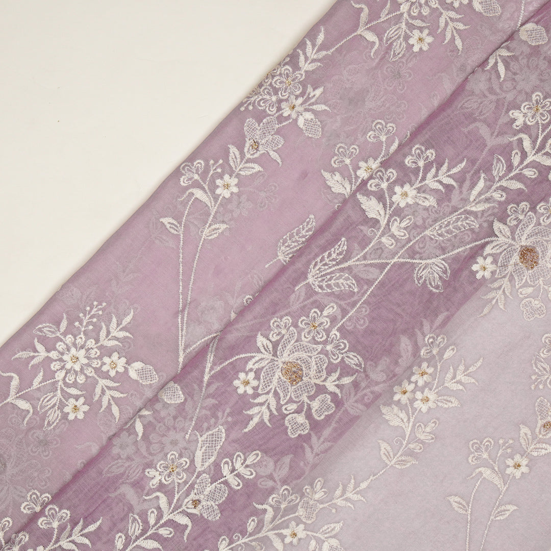 Shubhra Jaal on Lavender Cotton Silk Embroidered Fabric