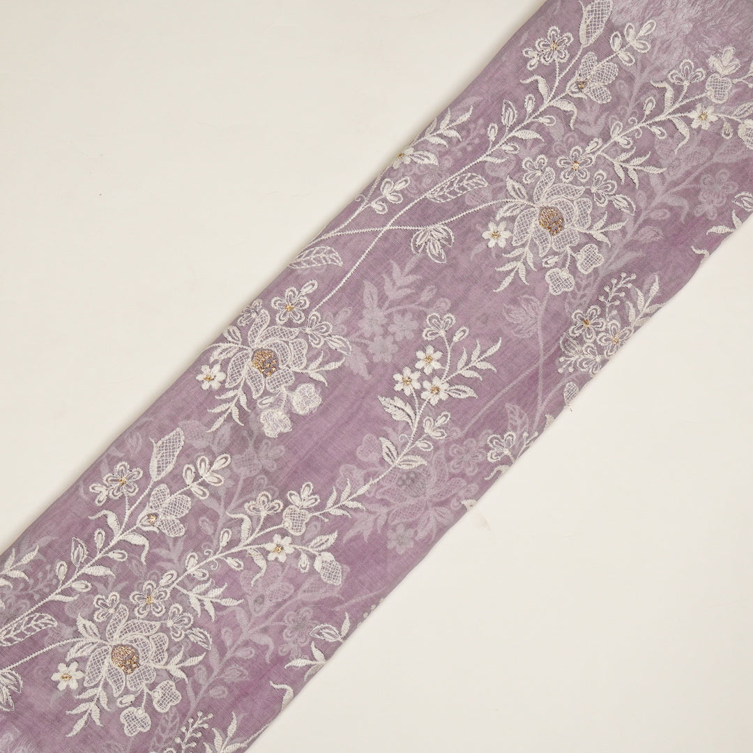 Shubhra Jaal on Lavender Cotton Silk Embroidered Fabric