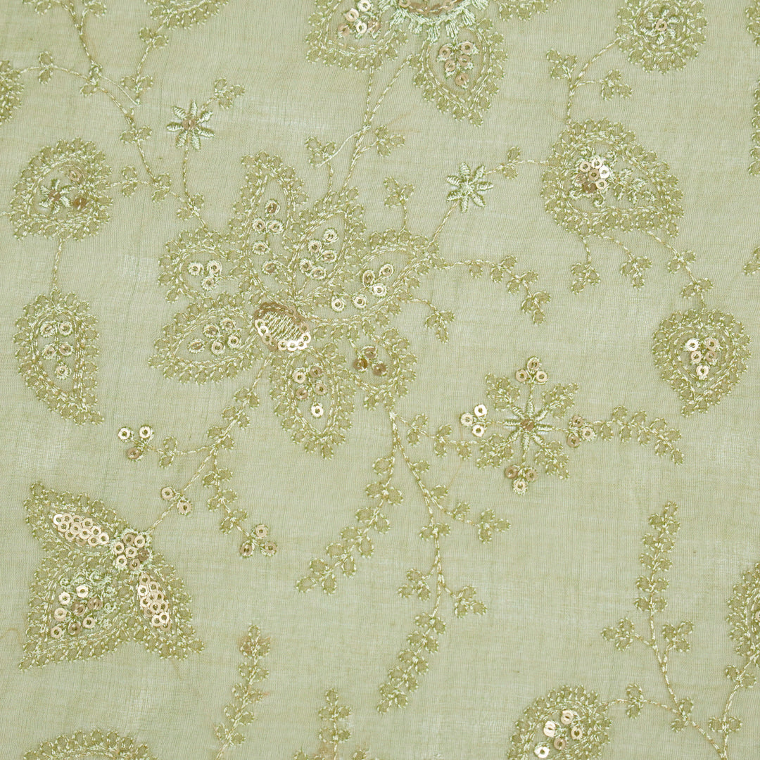 Shubhangi Jaal on Olive Cotton Silk Embroidered Fabric