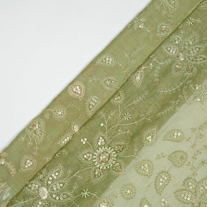 Shubhangi Jaal on Olive Cotton Silk Embroidered Fabric