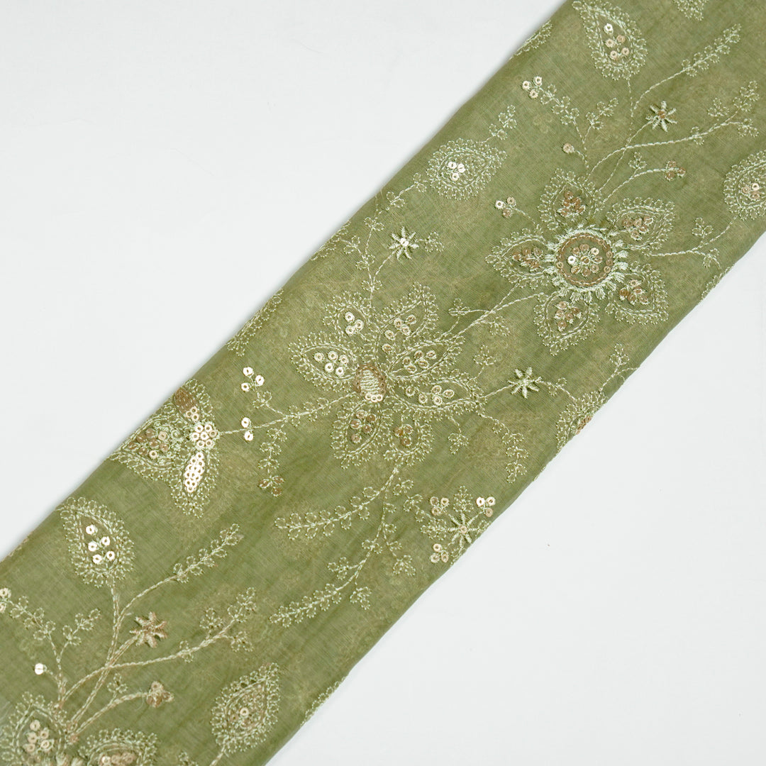 Shubhangi Jaal on Olive Cotton Silk Embroidered Fabric