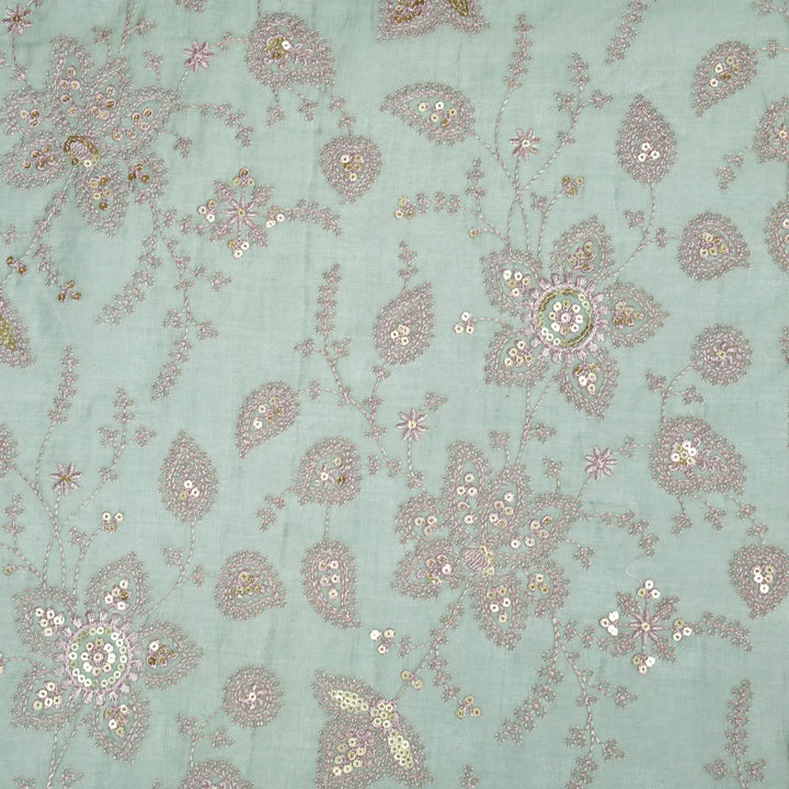 Shubhangi Jaal on Moss Grey Cotton Silk Embroidered Fabric