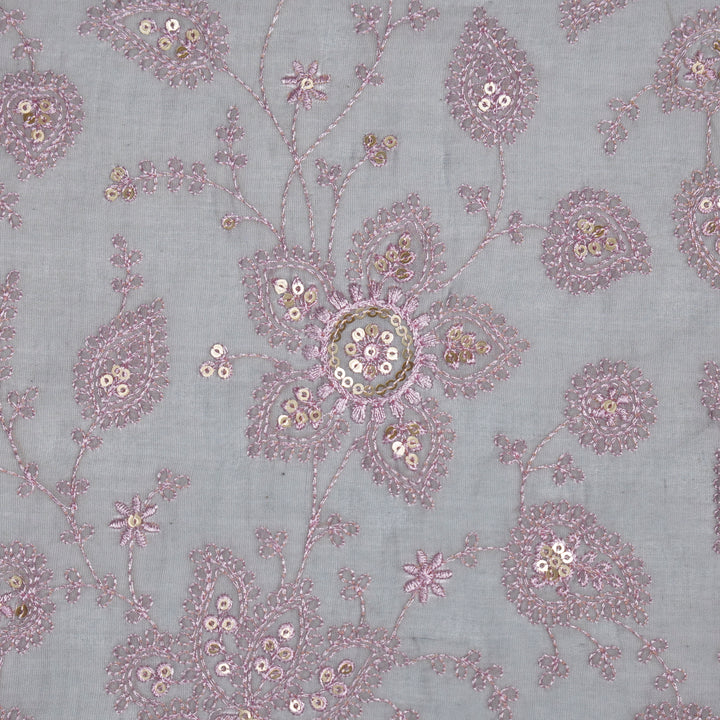 Shubhangi Jaal on Moss Grey Cotton Silk Embroidered Fabric