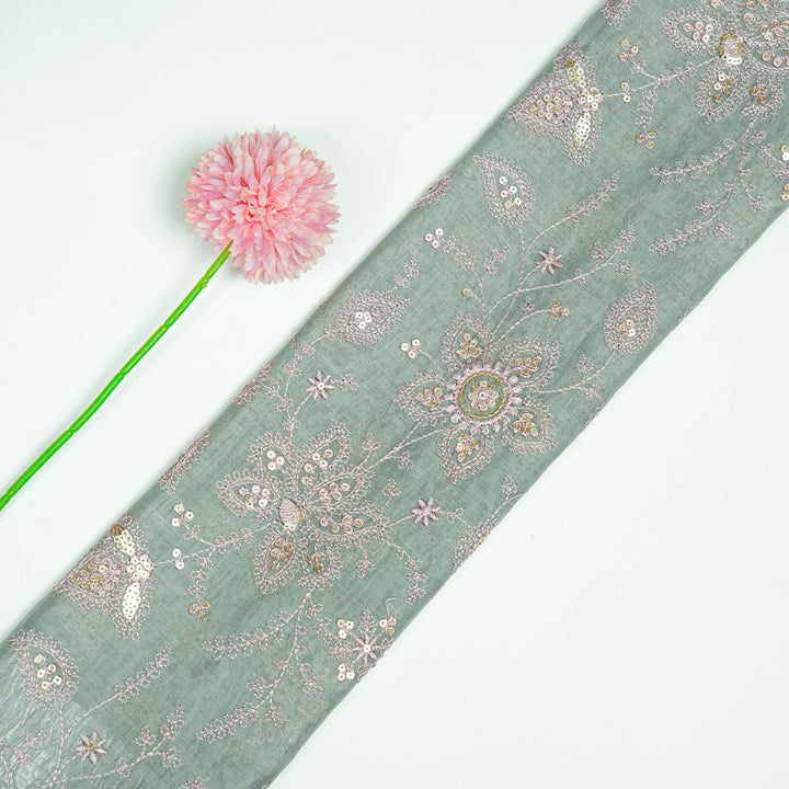 Shubhangi Jaal on Moss Grey Cotton Silk Embroidered Fabric