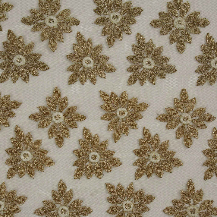 Nureen Jaal on Ivory Net Embroidered Fabric