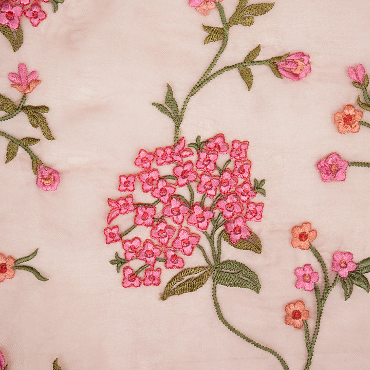 Gulista Jaal on Blush Silk Organza Embroidered Fabric