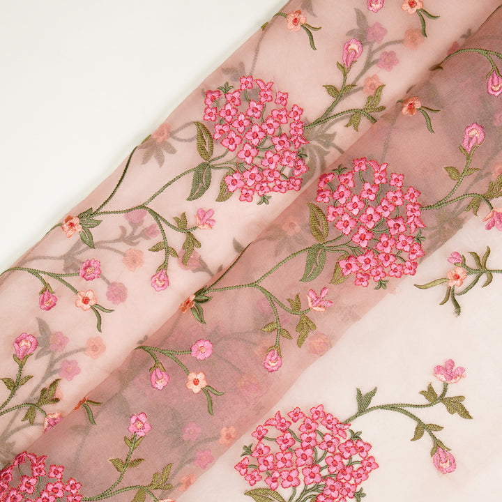 Gulista Jaal on Blush Silk Organza Embroidered Fabric