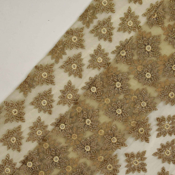 Nureen Jaal on Cream Net Embroidered Fabric