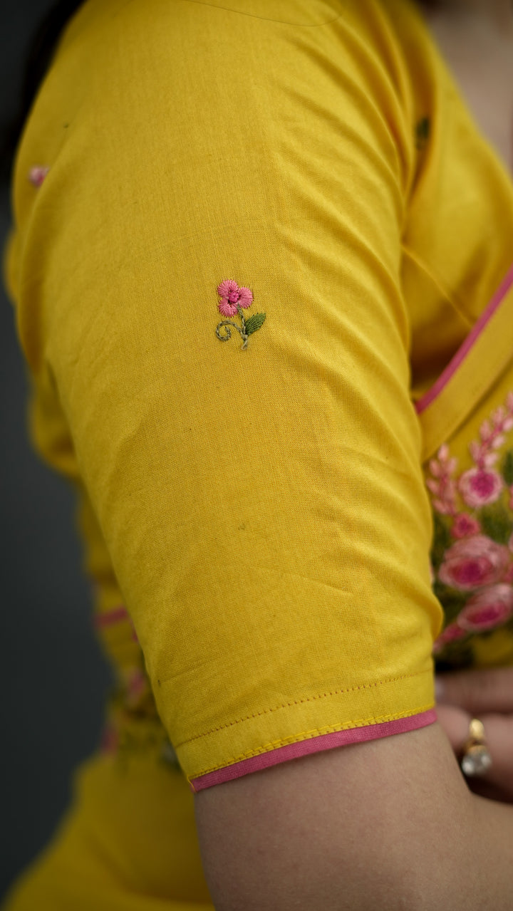 Suvarna Embroidered Saree on Gold Pure Silk Georgette