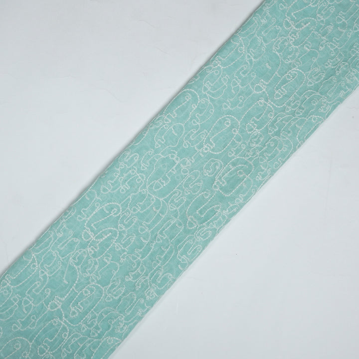 Saisha Jaal on Sea Green Cotton Silk Embroidered Fabric