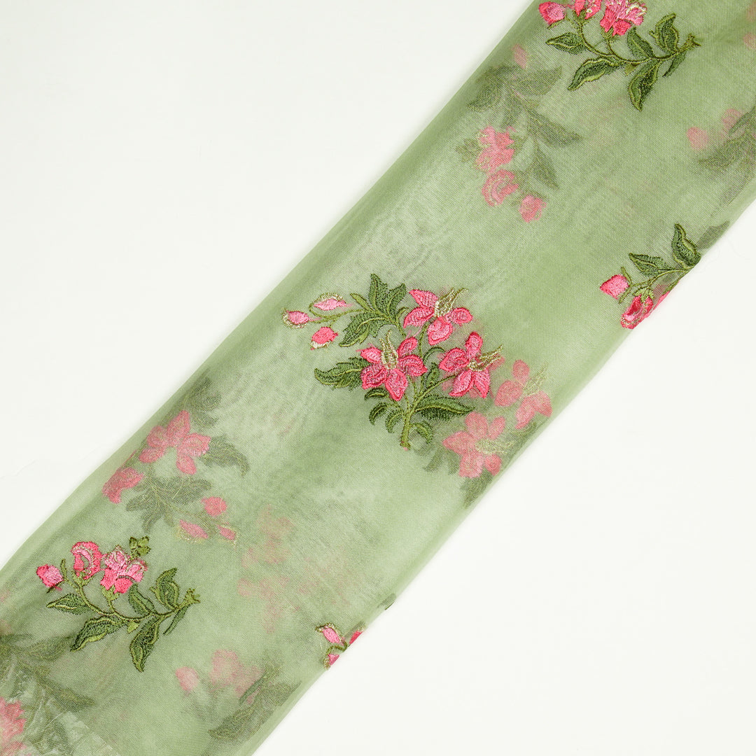 Ayaana Buta on Sea Green Silk Organza Embroidered Fabric