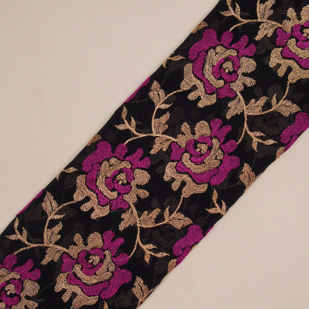 Fariha Jaal on Black Semi Georgette Embroidered Fabric